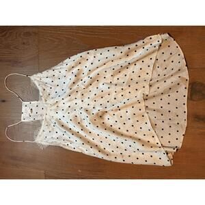 CAMI NYC Cream Polka Dot Silk Camisole Lace Trim Medium 100%silk